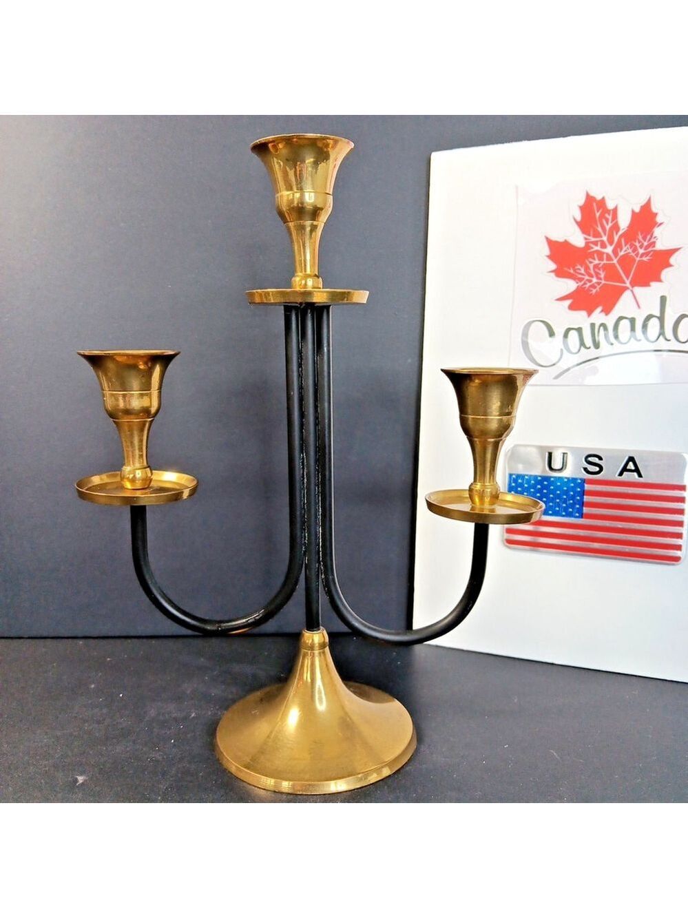 Vintage Brass Metal Candelabra For 3 Candlesticks India